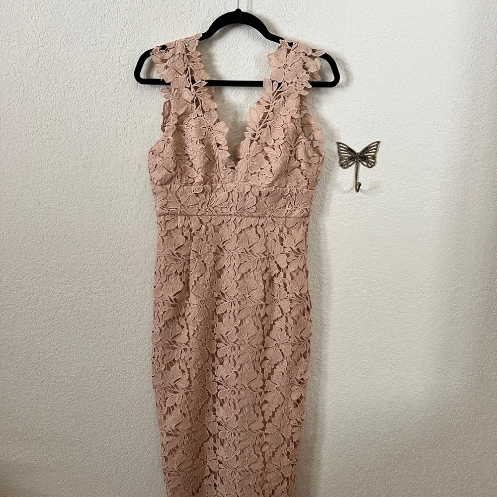 Elegant Lace Dress in Blush Pink
